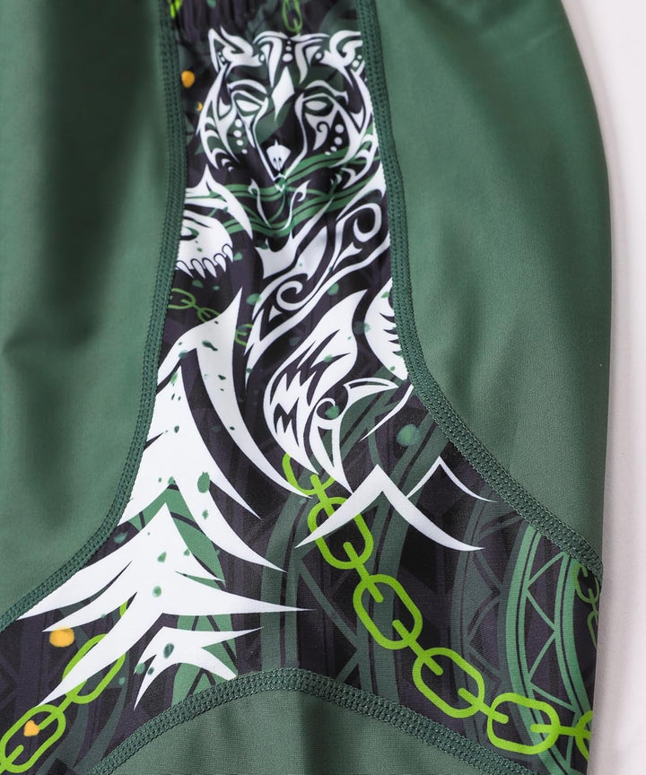 HUGE SPORTS Herren Splice Schwimmhose Kompression Jammer Lang Wilde Serie S Bär Grün, S Bär Grün