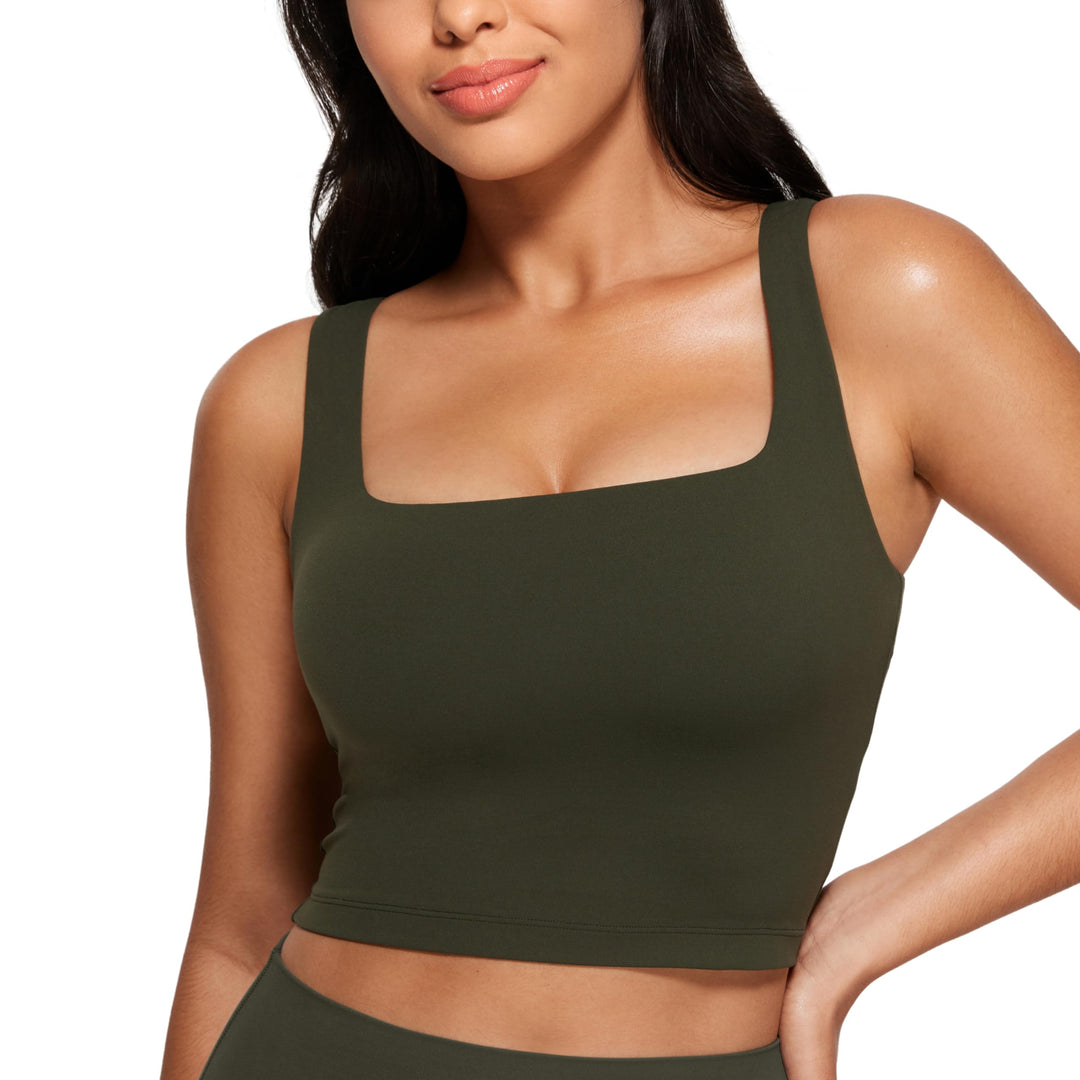 CRZ YOGA Damen Butterluxe Sport BH Gepolstert Ohne Bügel Crop Tops Atmungsaktive Yoga Tank Top Fitne
