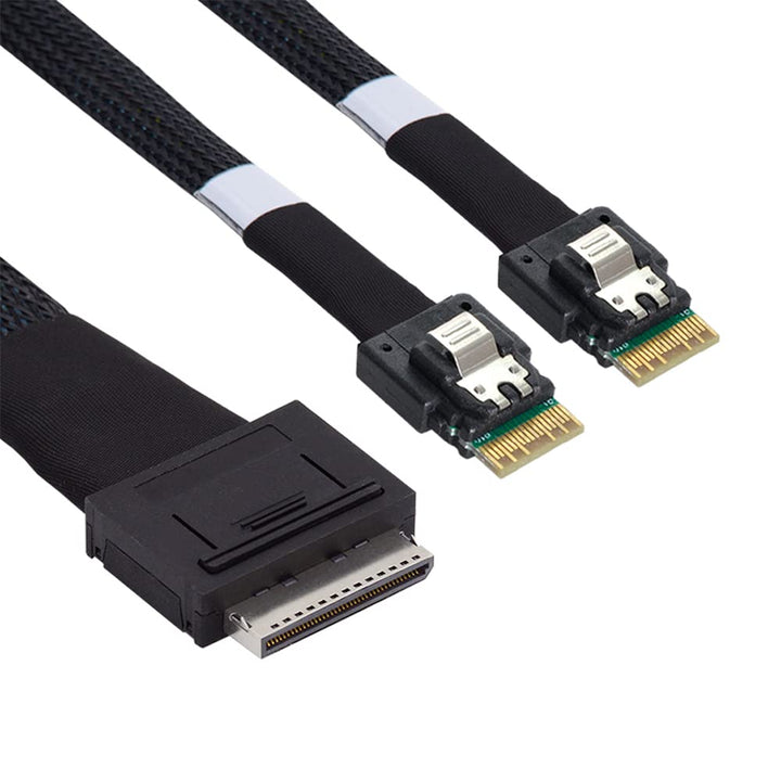 cablecc 50cm OCuLink PCIe PCI-Express SFF-8611 8x 8-Lane auf Dual SFF-8654 Slimline 4x SSD Daten Akt