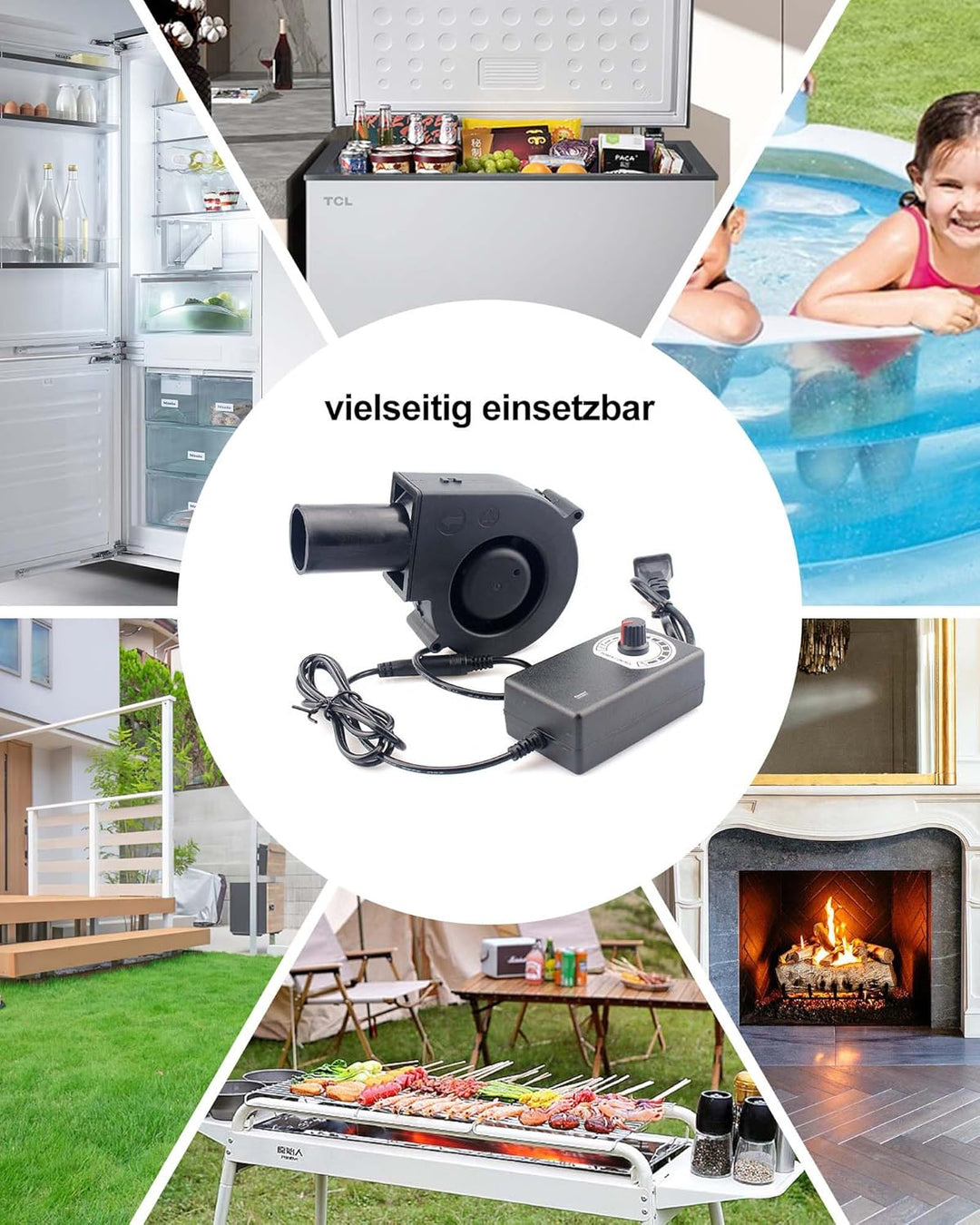 Regelbar Radiallüfter 12V mit Luftauslass: Turbinengebläse 220V Gebläse Lüfter mit Drehzahlregler fü