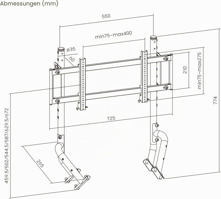OPLITE - R8 Single Monitor Mount White - Einfache Monitorhalterung Weiss für R8 Fury