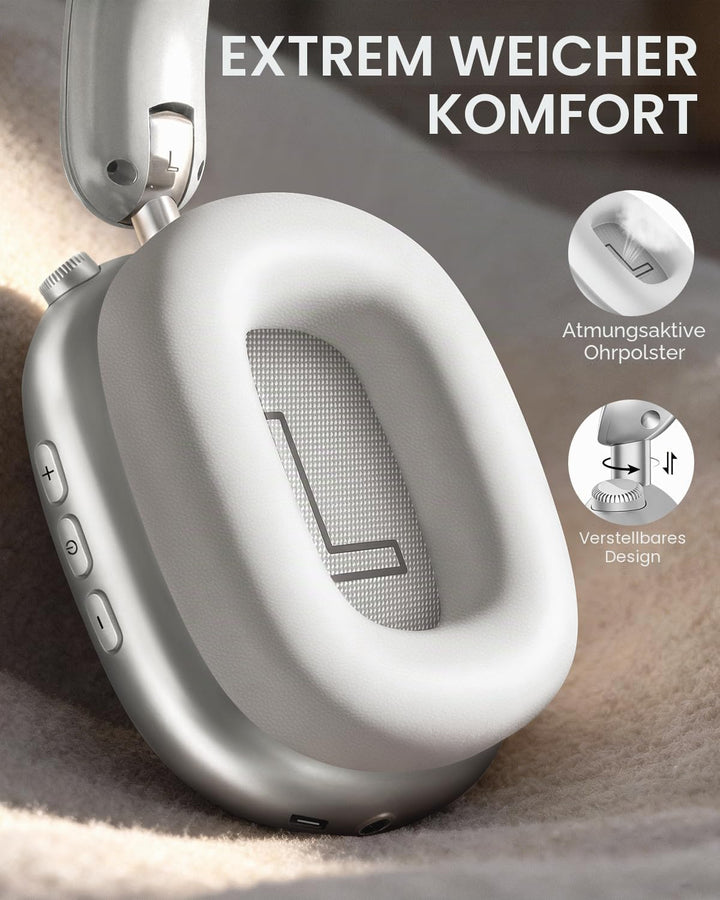 Wentronic Y02 Aktive Noise Cancelling Kopfhörer,60 Std.5 EQ-Musikmodi,Hi-Res-Audio,Tiefe Bässe,faltb