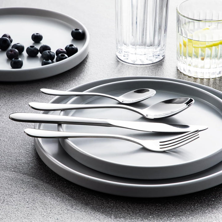 vancasso Besteck Set 12 Personen, 48-Teilig Siber Besteckset mit Messer/Gabel/Löffel/Dessertlöffel,