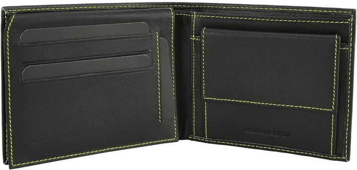 MOMO DESIGN Herren-Geldbörse aus echtem Leder, mit RFID-Schutz, Geschenkbox aus Holz, Klassisch schw