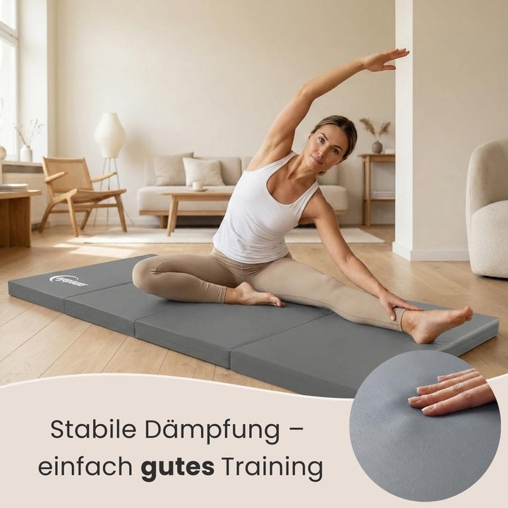eyepower klappbare Turnmatte für Zuhause 180x60x5 cm - dicke Gymnastikmatte - Weichbodenmatte faltba