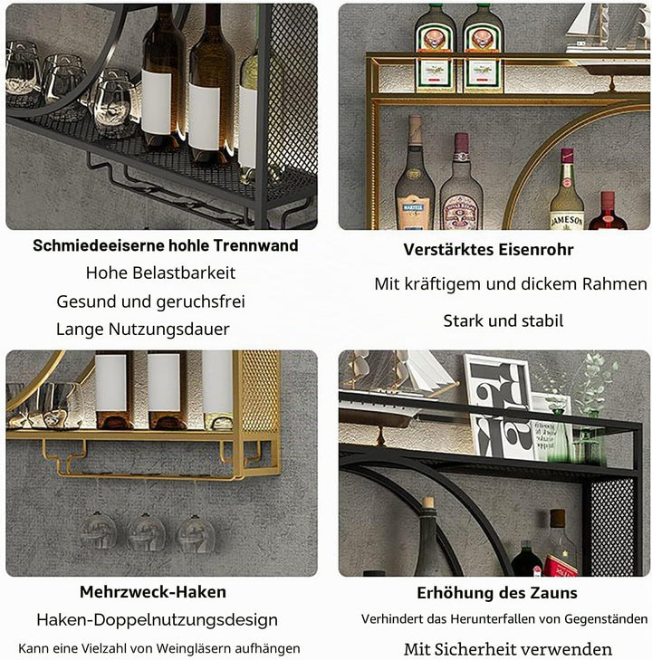 Rmeet Moderne Metall Wand montiert Wein Display Rack, 3-Schicht-Eisen-Rack, Weinregal, Wand-montiert