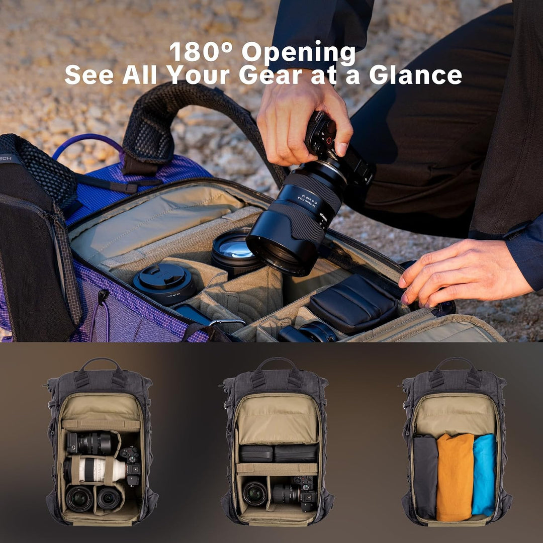 PGYTECH OnePro Ultralight Kamerarucksack Erweiterbar 20L-40L Outdoor Reisen Schwarz 30L, Schwarz 30L