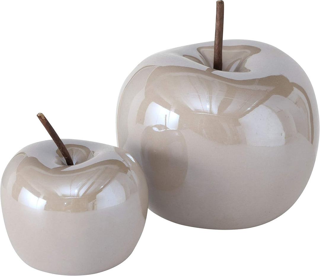 BOLTZE 2 x Apfel Perly Dolomit Hellbraun Höhe 6-9 cm, Tischdeko, Geschenk