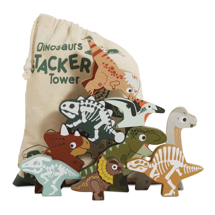 Le Toy Van LTV - Jurassic Stacking Dinosaurs &amp; Bag - 10 Piece FSC 100% Le Toy Van Dinosaurier Miniat