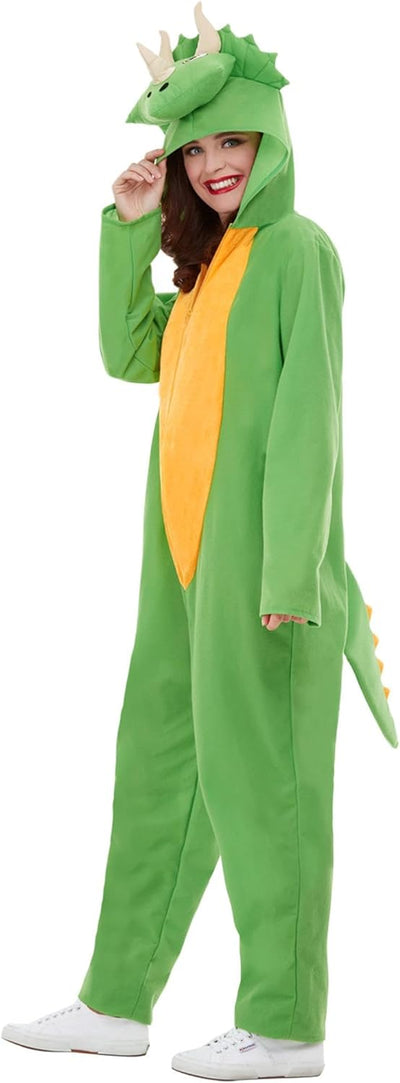 Dinosaur Costume, Green, with Hooded Jumpsuit, (M) 38-40 Grün, 38-40 Grün