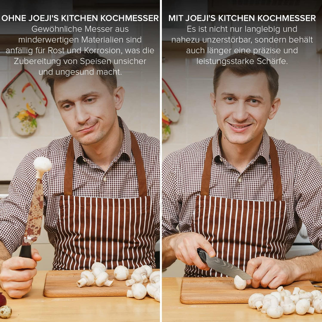 Joeji's Kitchen Kochmesser Profi Messer scharf aus rostfreiem Edelstahl mit ergonomischem Pakkaholzg