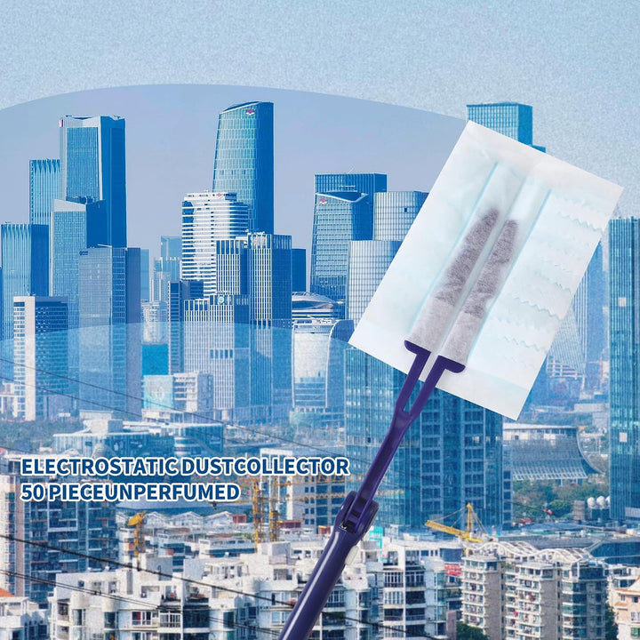 52 Stück für Swiffer Staubmagnet Nachfüllpack, 2 Griffeinheiten für Swiffer Teleskopstange, Staubwed