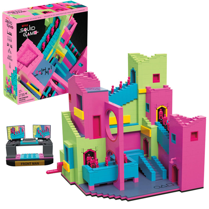 MEGA Squid Game Actionfigur Bauspielzeug Das Treppenhaus mit 1707 Teilen, bewegliche Figur, für Samm