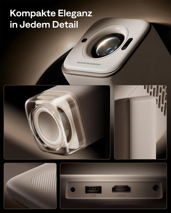 Aurzen Boom Air Mini Beamer mit Google TV&NetfIix, 4K Unterstützt, Aufladbar via USB-C, Smart Projek