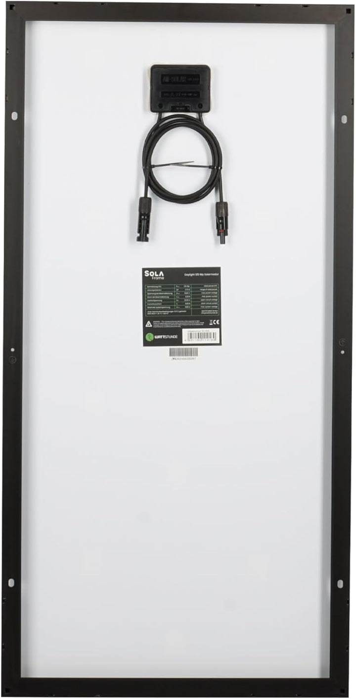 125W SOLA Frame Solarmodul-Set für Wohnmobile und Camper, Laderegler, Kabel, Montagezubehör (Schwarz