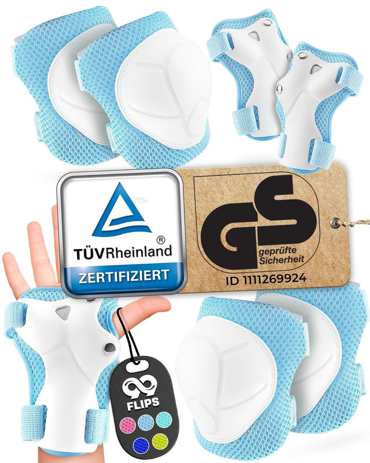 99FLIPS Knieschoner Kinder 3 Jahre Schoner Inliner Kinder - Schlittschuhe Kinder [6er Set] FLASH - X