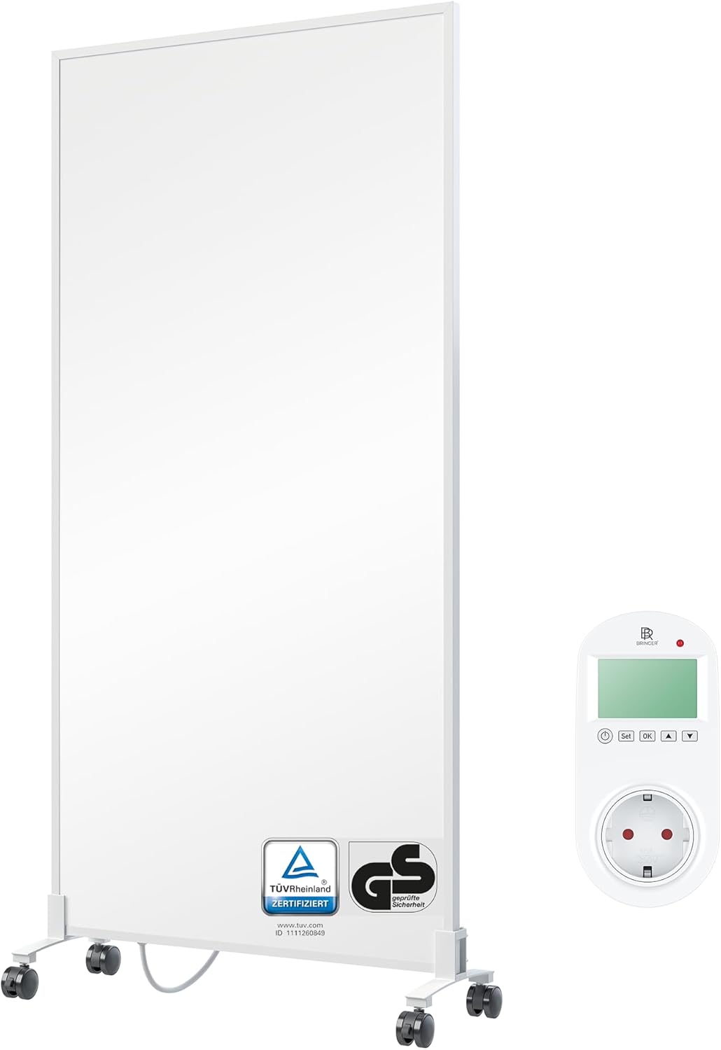 BR Bringer Infrarotheizung Standgerät - 1000 Watt - Energiesparend - Mobile Elektroheizung mit Stand