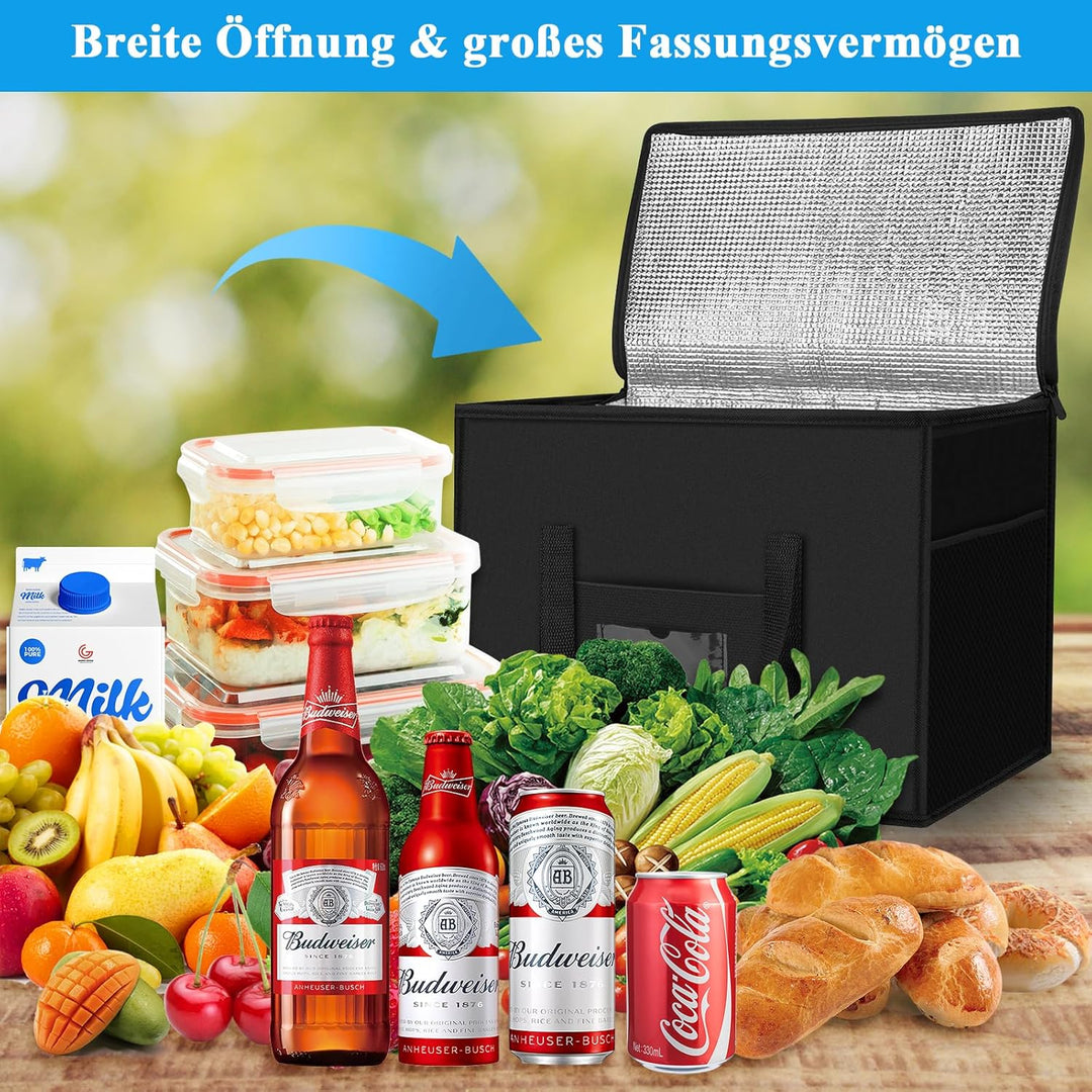 Beautyshow 40L Gross Kühltasche, Wiederverwendbare Einkaufstasche, Dauerhaft Isoliertasche mit Netzt