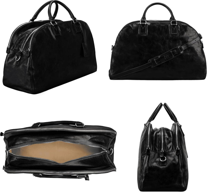 Maxwell-Scott Handgefertigte Damen Leder Reisetasche LilianaL in Schwarz, Schwarz