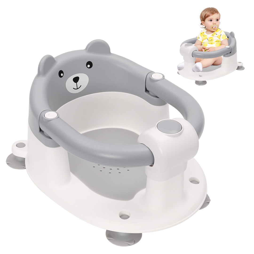 Badewannensitz Baby ab 6-24 Monate, Rutschfester Baby Badewannensessel mit 4 Starken Saugnäpfen und