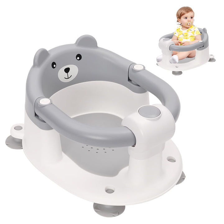 Badewannensitz Baby ab 6-24 Monate, Rutschfester Baby Badewannensessel mit 4 Starken Saugnäpfen und