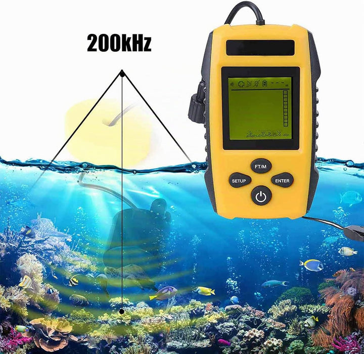 Fischfinder Sonarsensor 200 kHz Tragbarer Sonar Fischfinder LCD Display Angeln Tiefenmesser 0,7 m bi