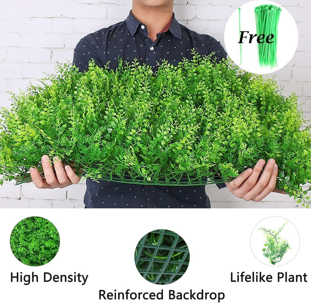 bimiti Künstliche Pflanzenwand 12 Stück Künstliche Hecke Pflanzenwand 60cm x 40cm UV-Geschützt Pflan