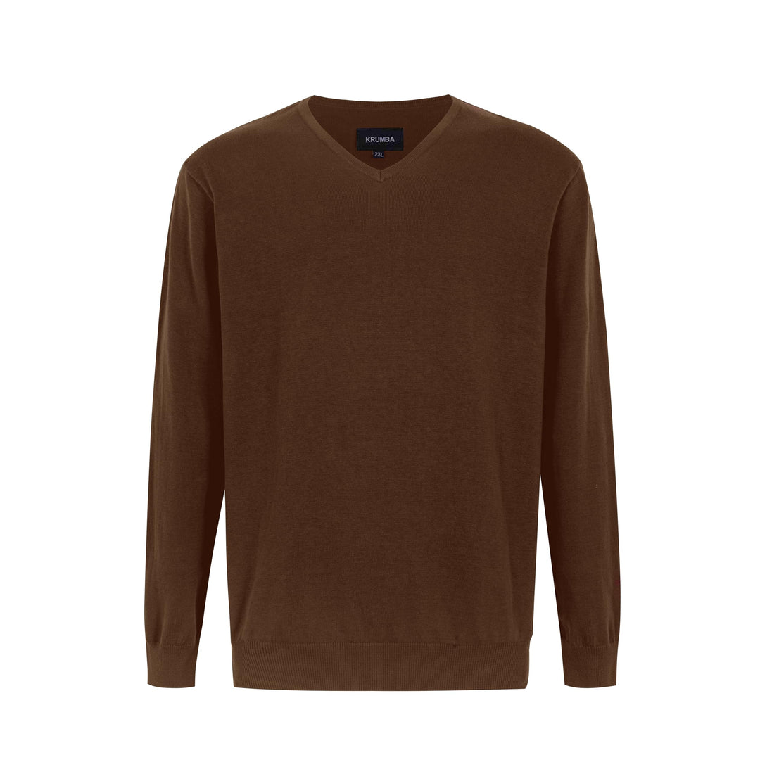 Krumba Herren Baumwolle Übergross V-Ausschnitt Klassik Pullover 3XL Chocolate, 3XL Chocolate