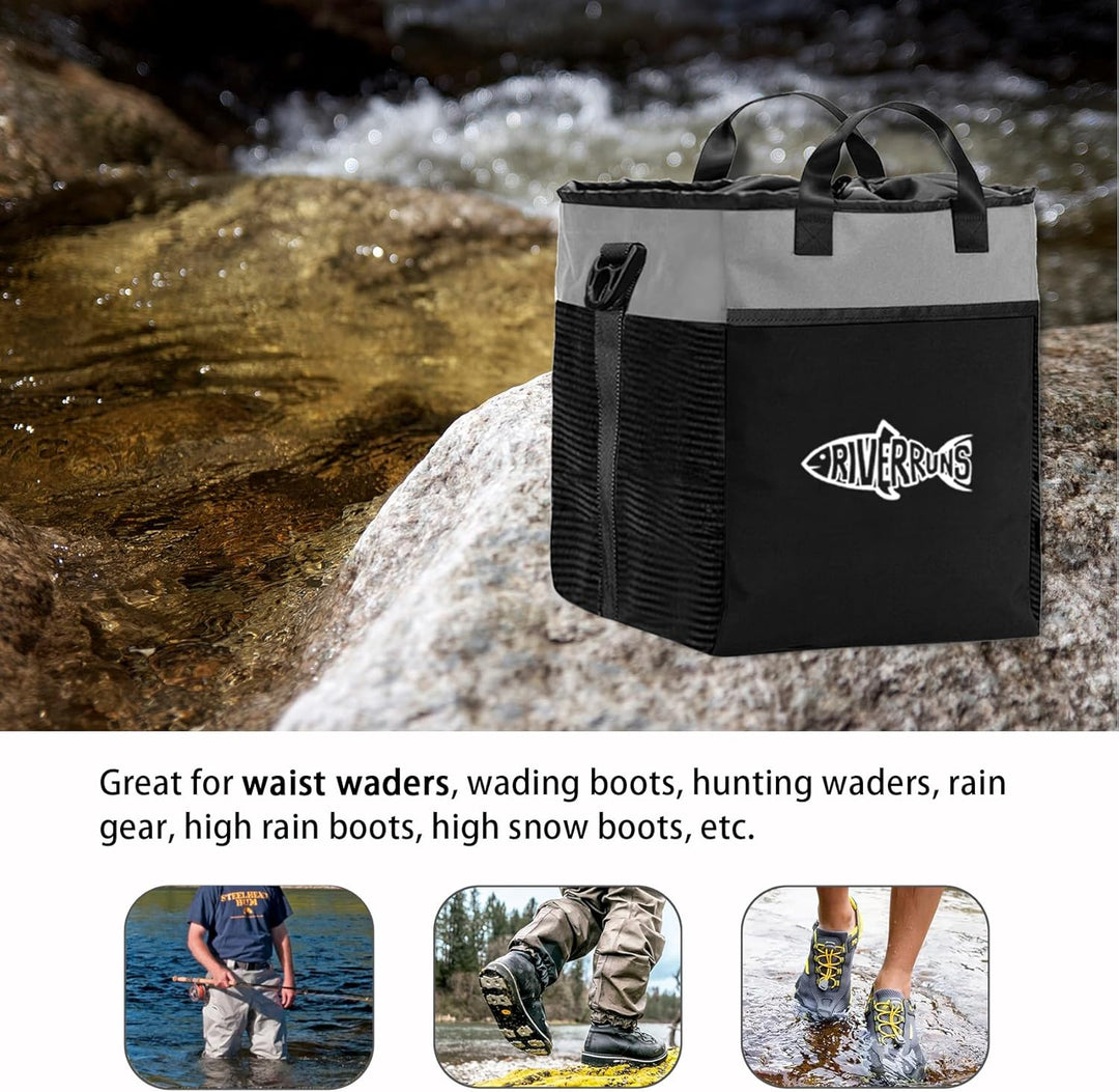 Riverruns Wathose für Angeln, Jagd, mit belüftetem Netz, Watstiefel Tasche, Fliegenfischen Aufbewahr