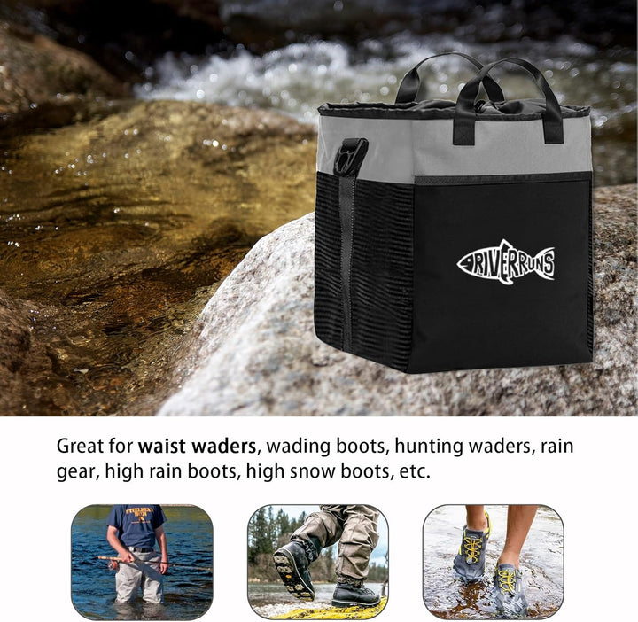 Riverruns Wathose für Angeln, Jagd, mit belüftetem Netz, Watstiefel Tasche, Fliegenfischen Aufbewahr