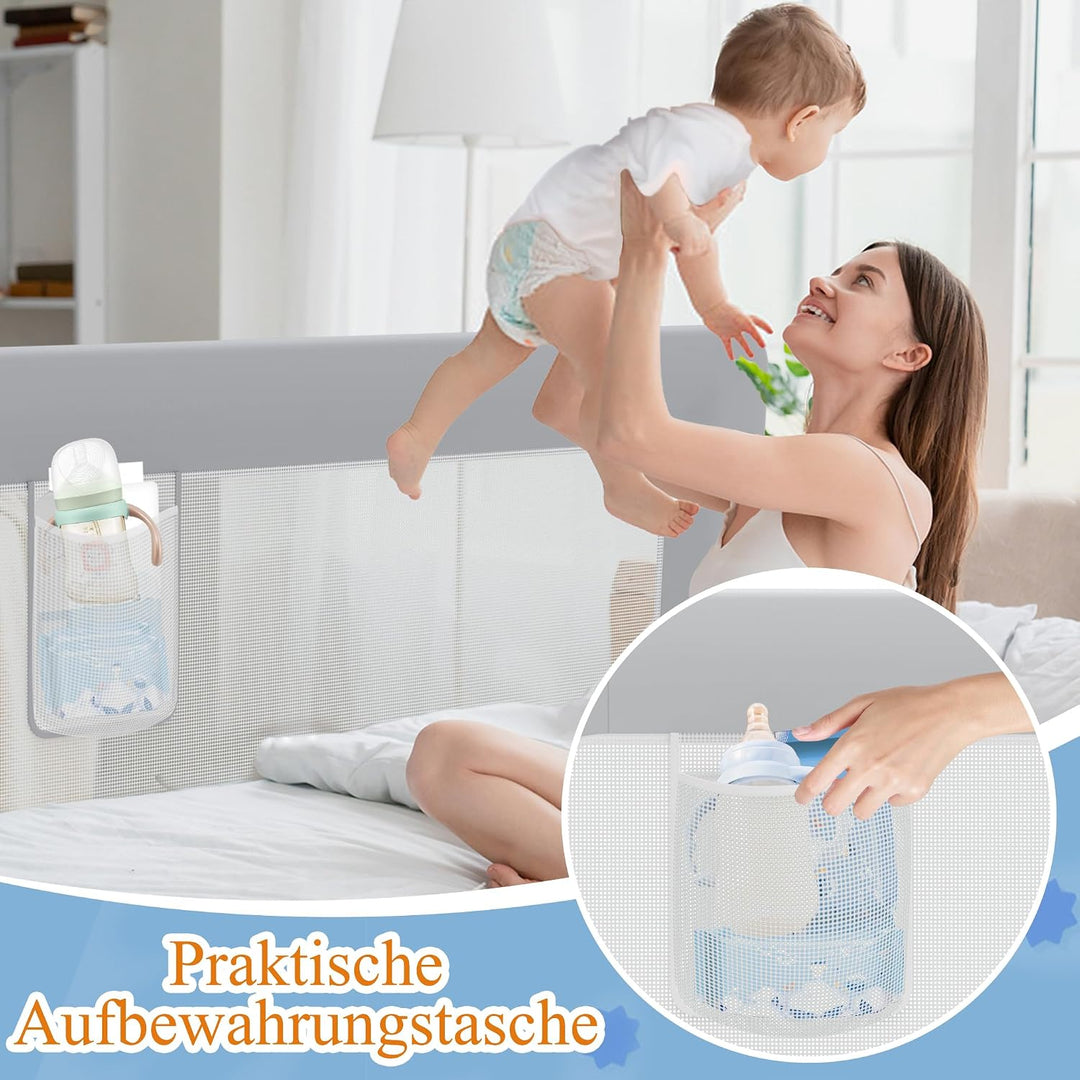 YUENFONG 150cm Bettgitter Bettschutzgitter Rausfallschutz für Kinder, Höhenverstellbar 72 bis 96cm K