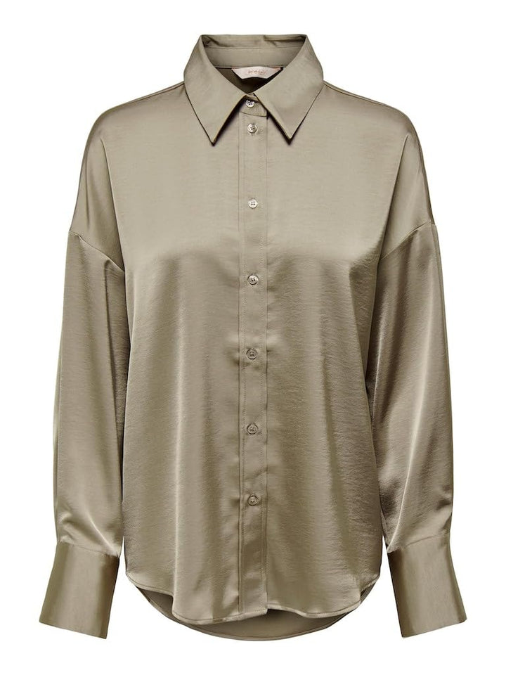 ONLY Damen Onlmarta Ls Oversize Satin Shirt WVN Bluse XS Weathered Teak, XS Weathered Teak
