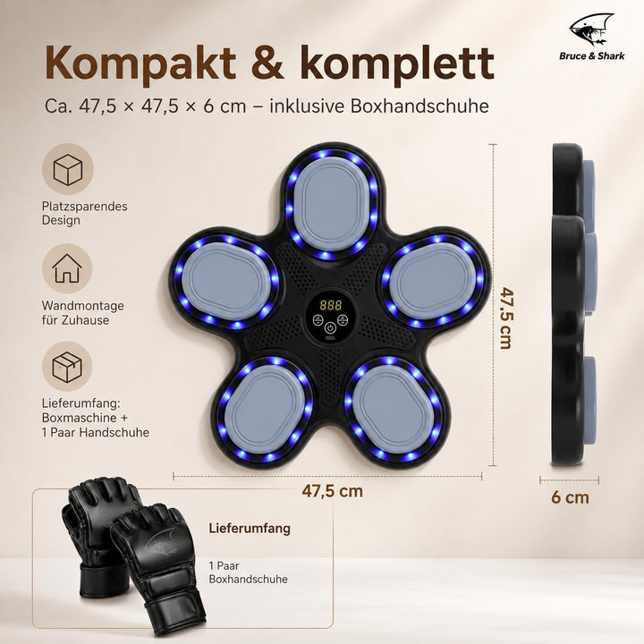 Musik Boxing Machine, 9 Modi, 9 Geschwindigkeiten, Display, Schlagzähler, Reaktions- und Koordinatio