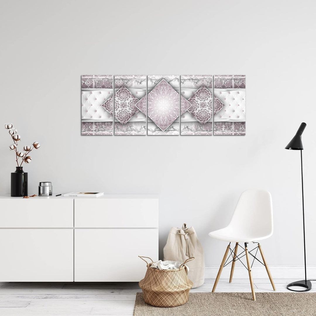 Runa Art Bild Abstrakt Mandala Wandbilder auf Vlies Leinwand 5 Teilig Wanddekoration Wohnzimmer Schl