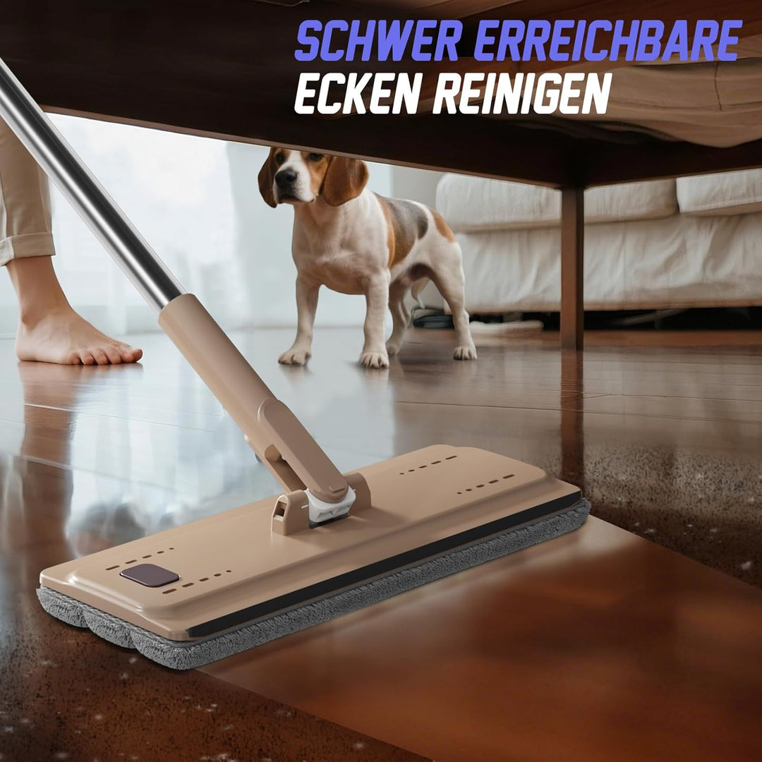 Masthome Bodenwischer mit Eimer Set, Putzeimer und Flacher Mopp Set mit Langem Griff aus Edelstahl u