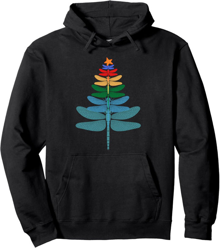 Lustiges Libellen-Weihnachtsbaum-Weihnachtsaquarellgeschenk Pullover Hoodie