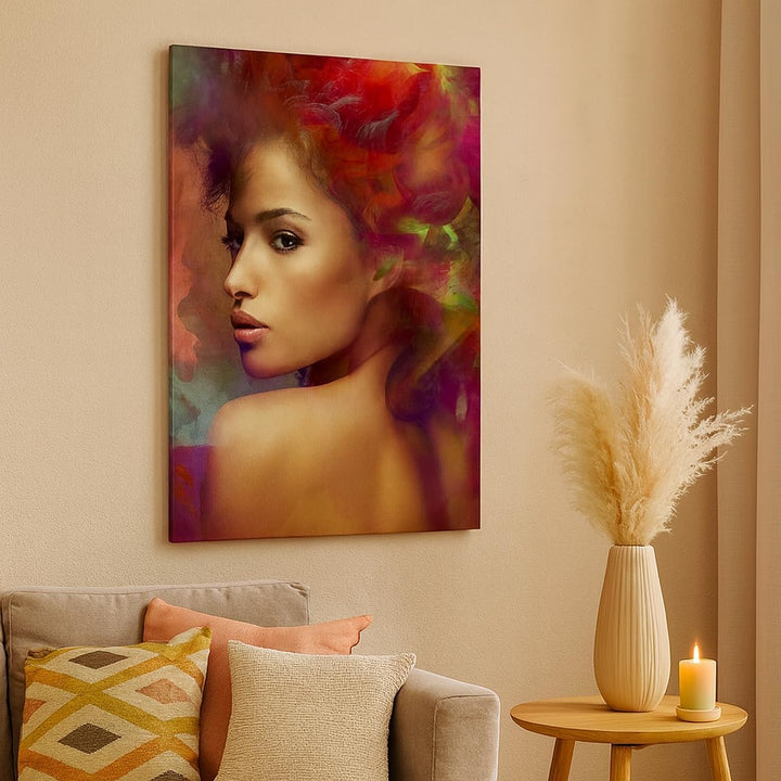 Bilder auf Leinwand 55x100cm Leinwandbild mit Rahmen frau gesicht Gross Wanddeko Bild Schlafzimmer K