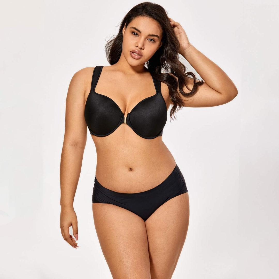 AISILIN Damen Vorderverschluss Racerback BH - Bügel, mit Leicht Gepolsterte 80C Schwarz, 80C Schwarz