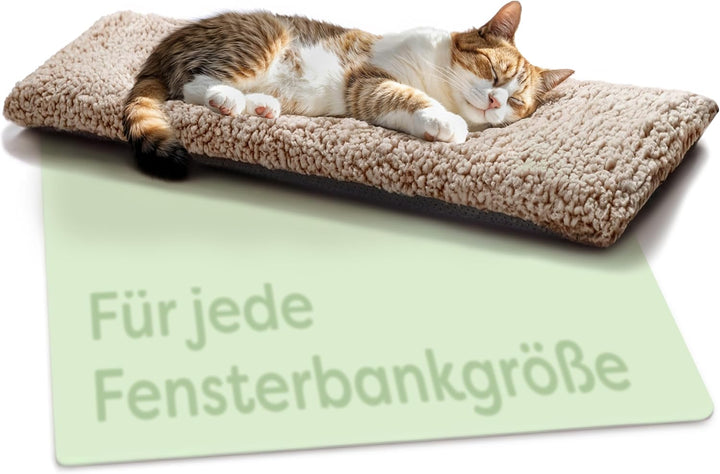 Katzen Fensterliege Fensterbank rutschfest - Selbstwärmende Katzenmatte für Fenster 90x28cm - Weich