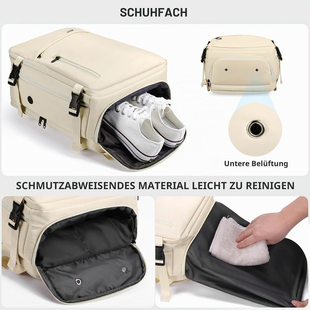 HOMIEE Reiserucksack Damen Herren Handgepäck Rucksack Flugzeug Wasserdicht Laptop Rucksack Gross Ruc