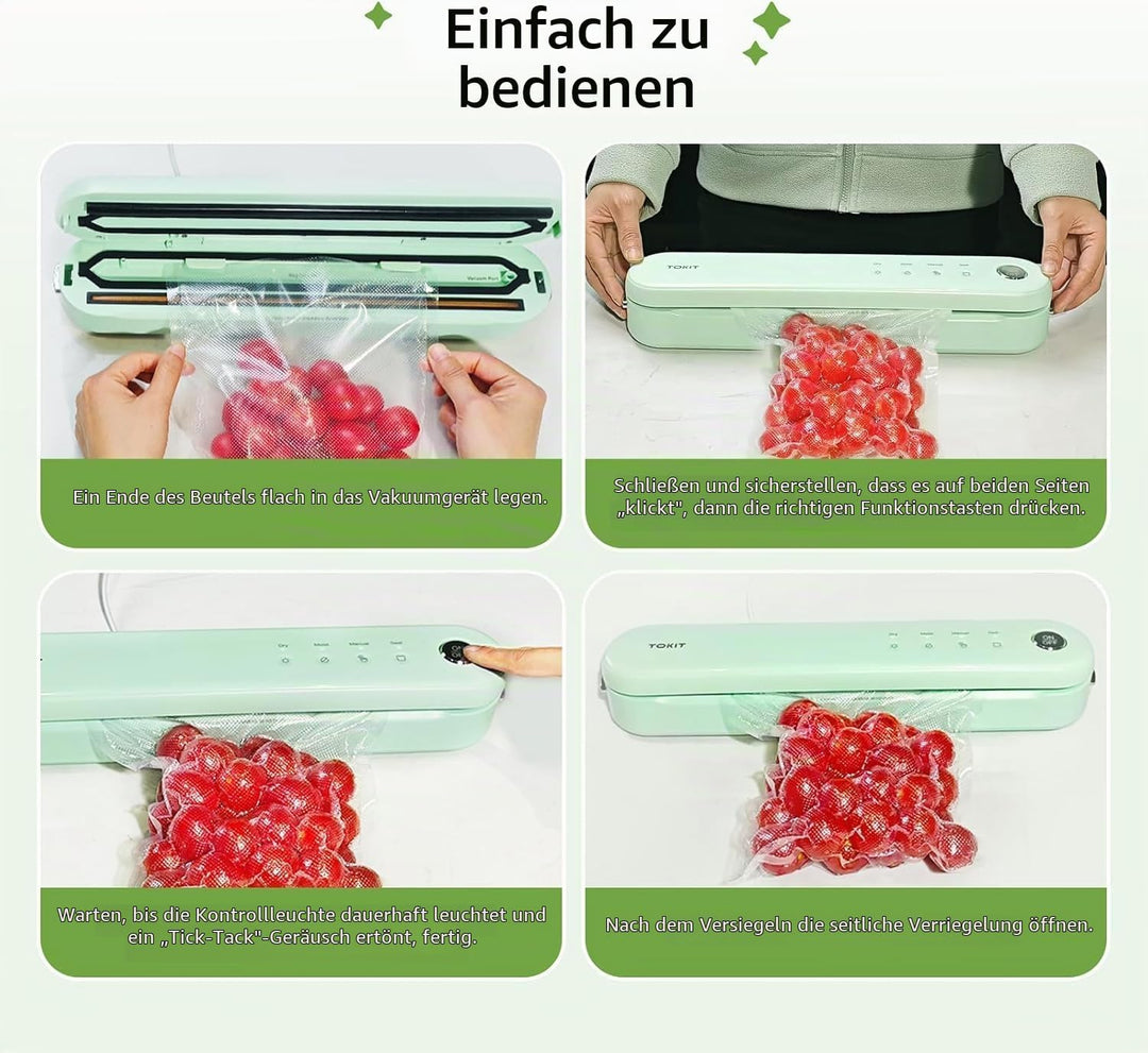 TOKIT 5-in-1-Vakuumierer für Lebensmittel, Automatische One-Touch-Vakuumiermaschine, Kompakte Vakuum