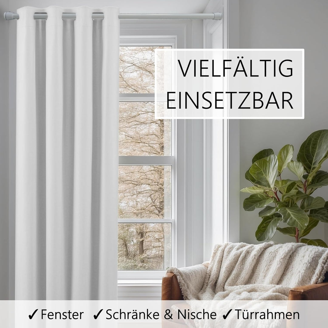 tinycurtains, Türvorhang mit Teleskopstange, einfache Montage in nur 1 Minute ohne Bohren (Türvorhan