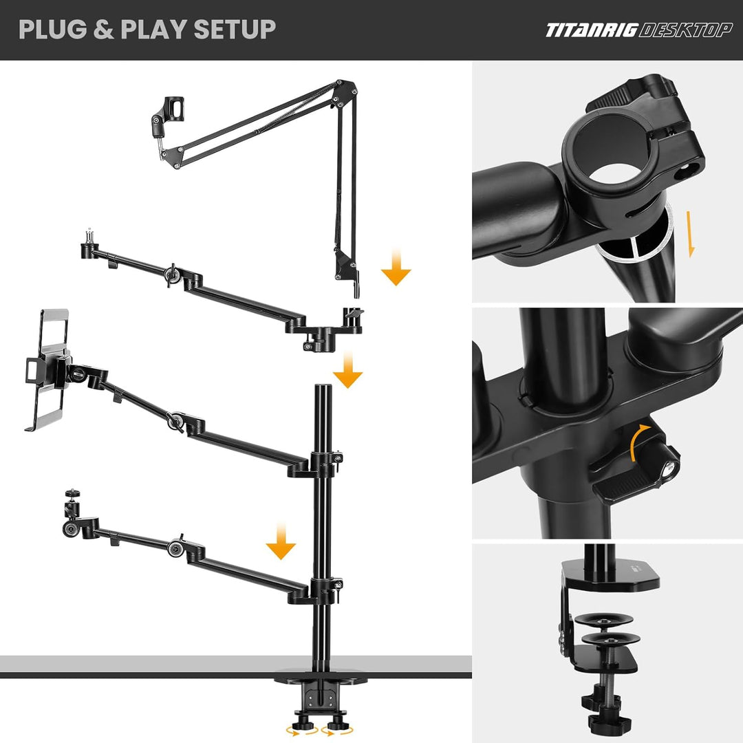 TARION Tischstativ Kamera Overhead Stativ: Kamera Tischhalterung Klemmstativ Flexibel Tisch Halterun