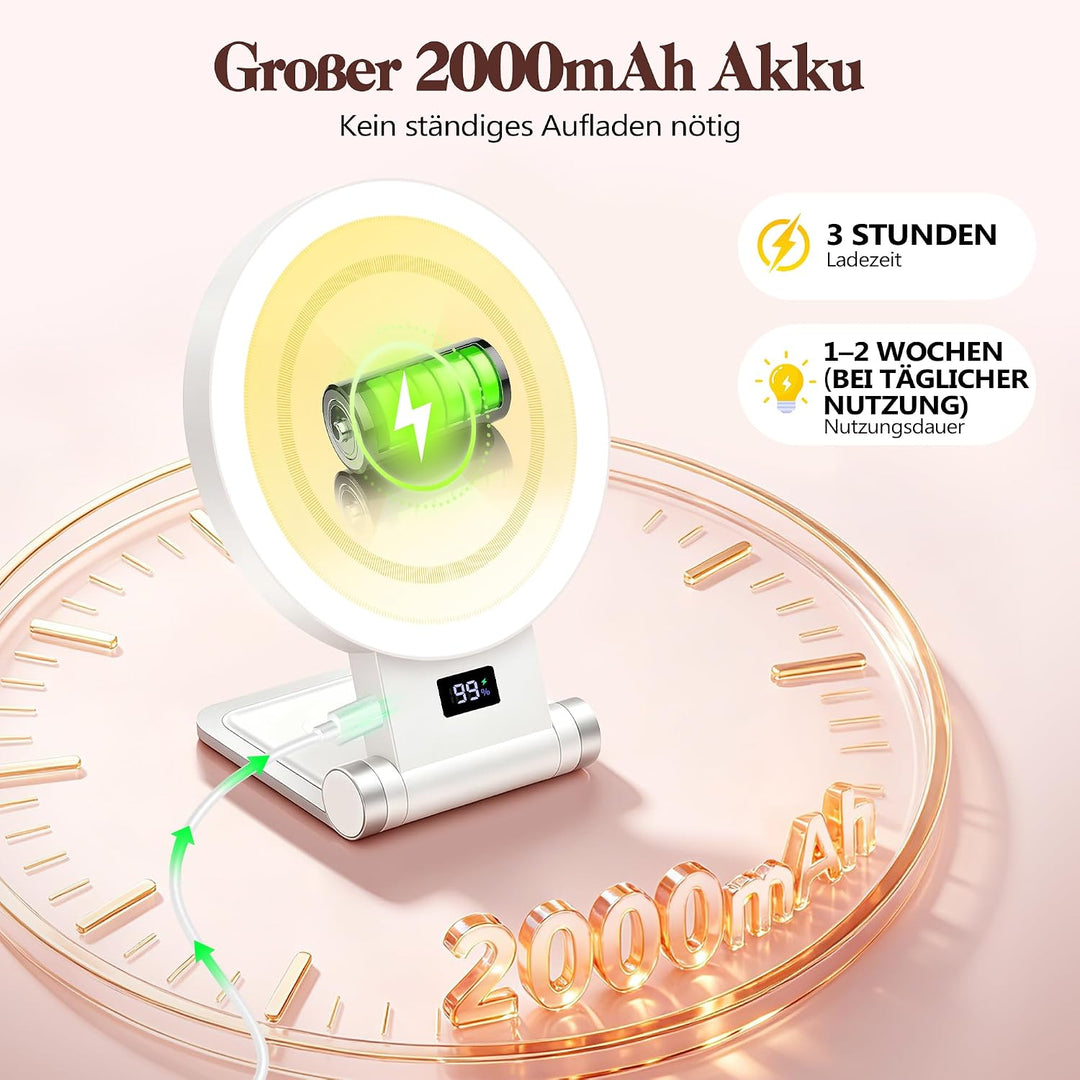 B Beauty Planet 30X/1X Kosmetikspiegel mit Beleuchtung, Digitaler Batterieanzeige, 4-in-1-Ständer, D