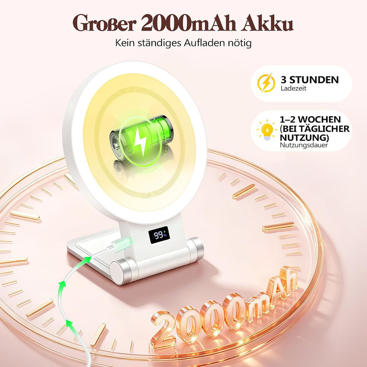 B Beauty Planet 30X/1X Kosmetikspiegel mit Beleuchtung, Digitaler Batterieanzeige, 4-in-1-Ständer, D