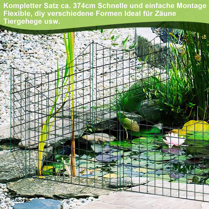 Yakimz Teichzaun Gartenzaun, 11 Stück Set Gitterzaun, Teichzaun Steckzaun Metallzaun - 5 Zaunelement