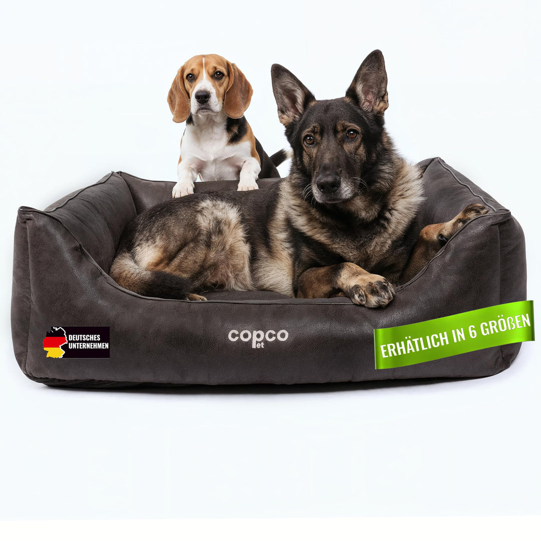CopcoPet – Hundebett Emma in Wildlederoptik – Hundekörbchen mit abnehmbarem, waschbarem Bezug – Hund