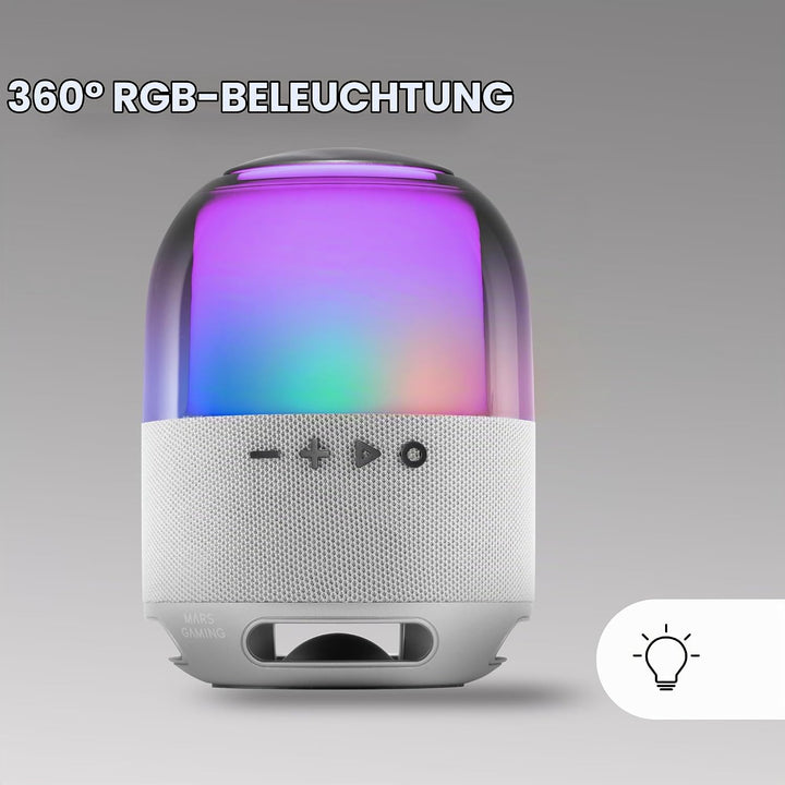 Mars Gaming MS-Flow, Tragbarer 15W Bluetooth-Lautsprecher, Leistungsstarker Klang mit DeepBass 57mm