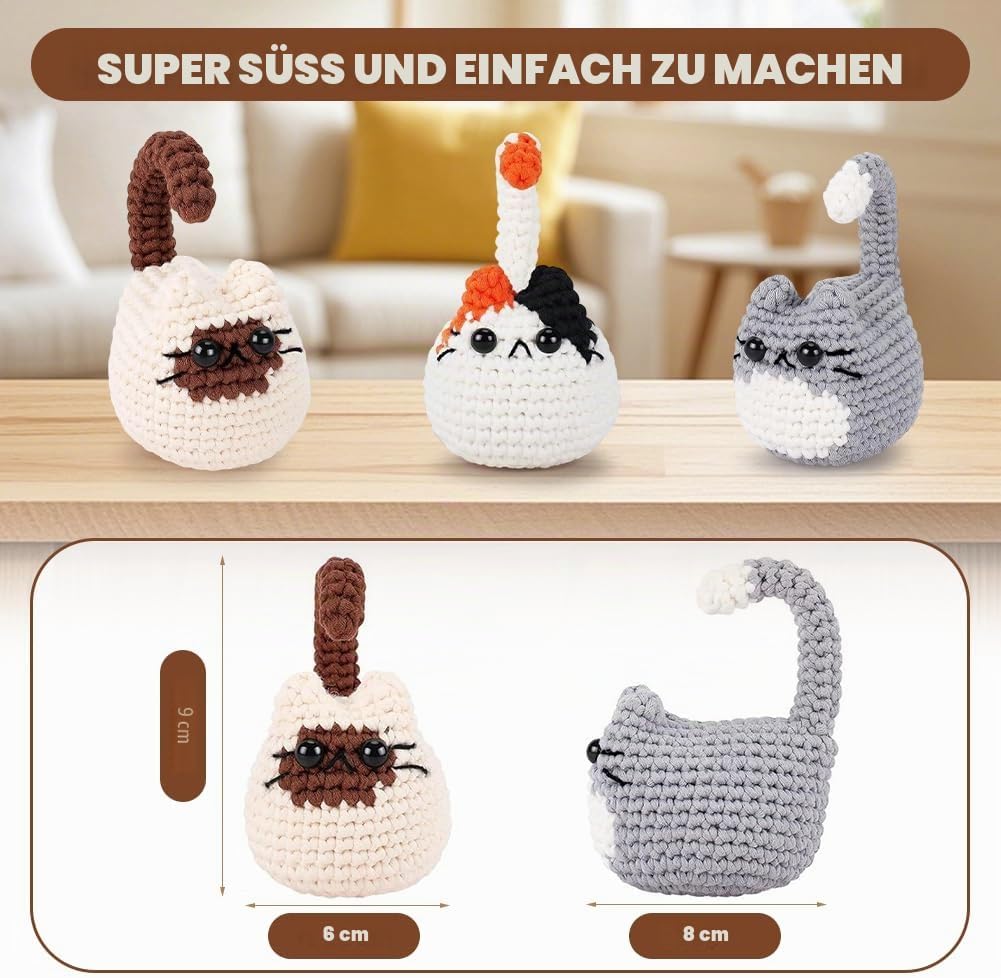 Occzin Heckel Set,Häkel-Starterset für Anfänger,Häkelset für Tiere,Geschenk für Geburtstage, Häkeln