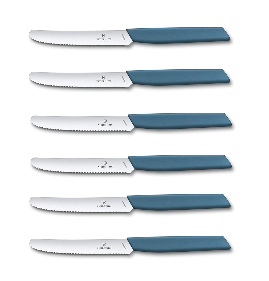 Victorinox 6 Stück Tafelmesser - Tomatenmesser Swiss Modern mit Wellenschliff rostfrei - Swiss Made